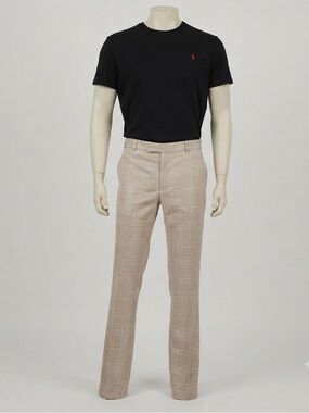 DaVinci New Vintage Men's Plaid Trouser Pant Tan Beige Bootcut NWT Size 36